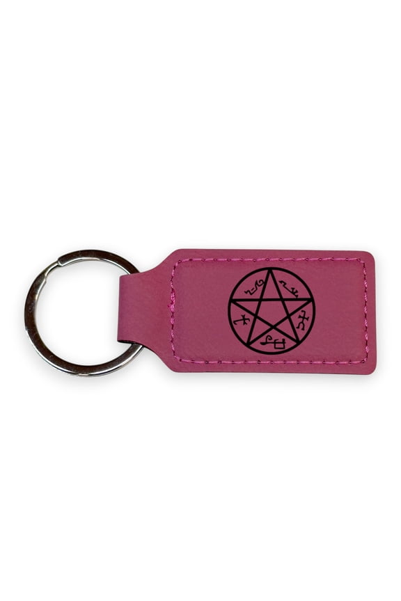 Keychain - Rectangle - Demon Trap - Leather