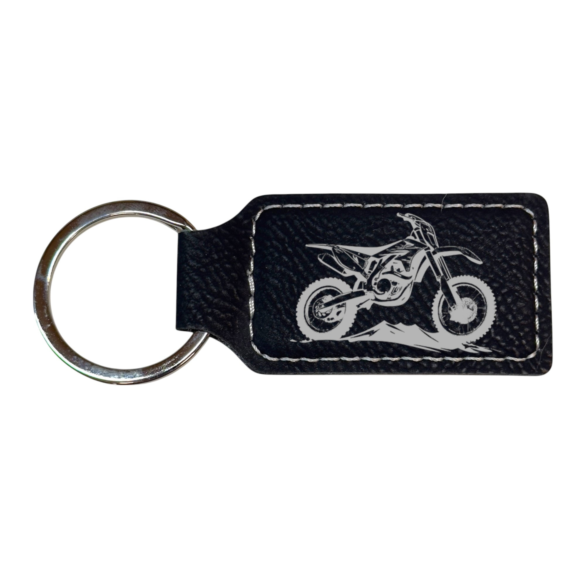 Keychain Rectangle Dirt Bike Leather