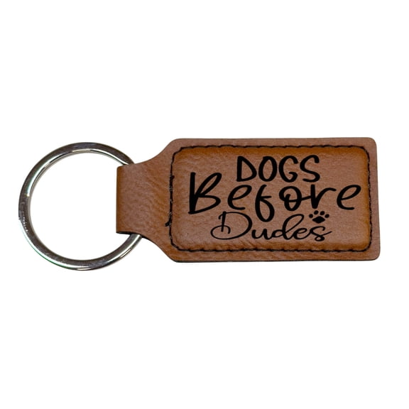 Keychain - Rectangle - Dogs before dudes - Leather