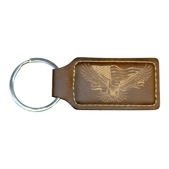 Keychain - Rectangle - Eagle Flag - Leather
