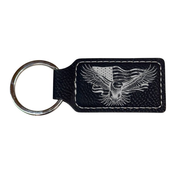 Keychain - Rectangle - Eagle Flag - Leather