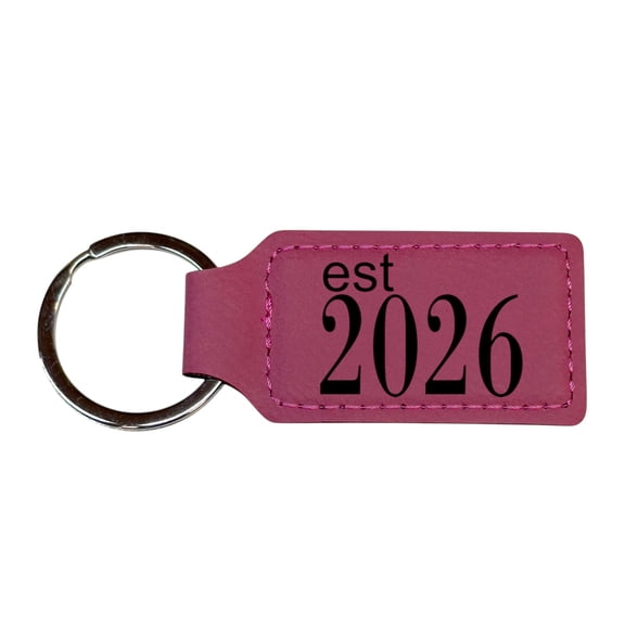 Keychain - Rectangle -  Est 2026 - Leather