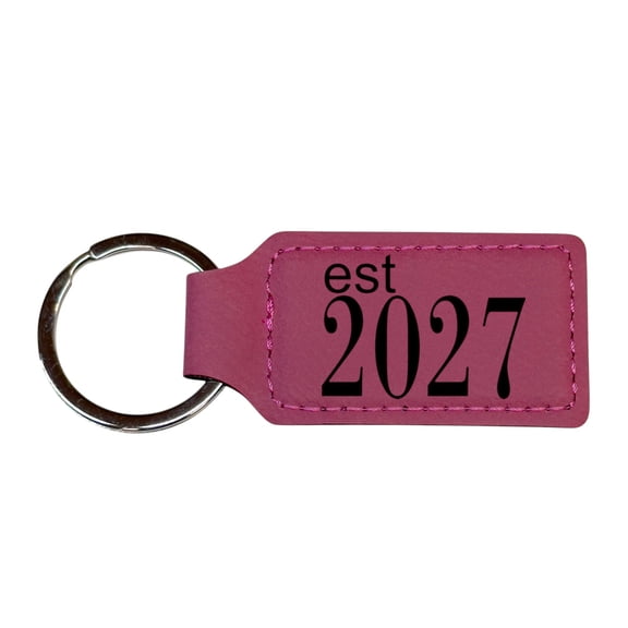 Keychain - Rectangle -  Est 2027 - Leather