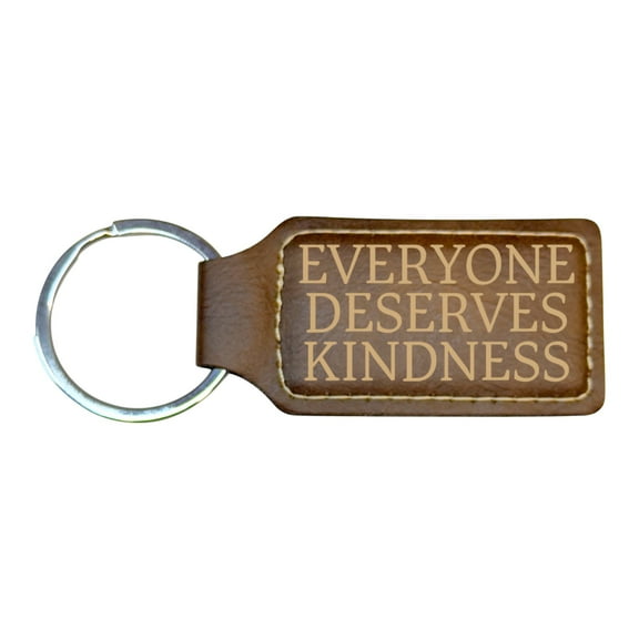Keychain - Rectangle -  Everyone Deserves Kindness - Leather