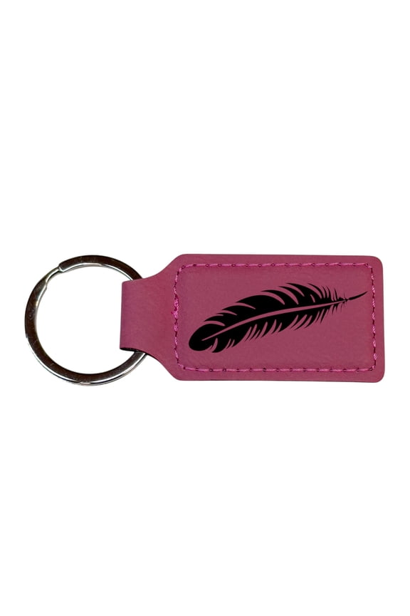 Keychain - Rectangle - Feather - Leather