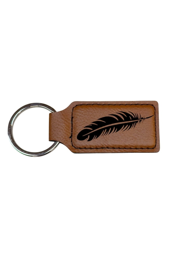 Keychain - Rectangle - Feather - Leather