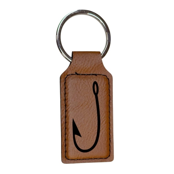 Keychain - Rectangle - Fish Hook - Leather
