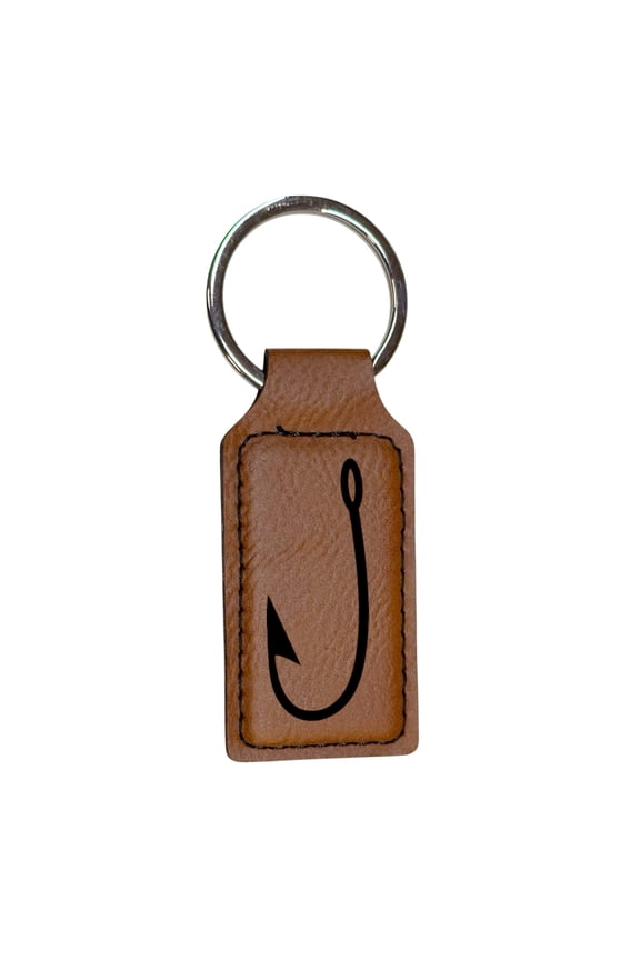 Keychain - Rectangle - Fish Hook - Leather