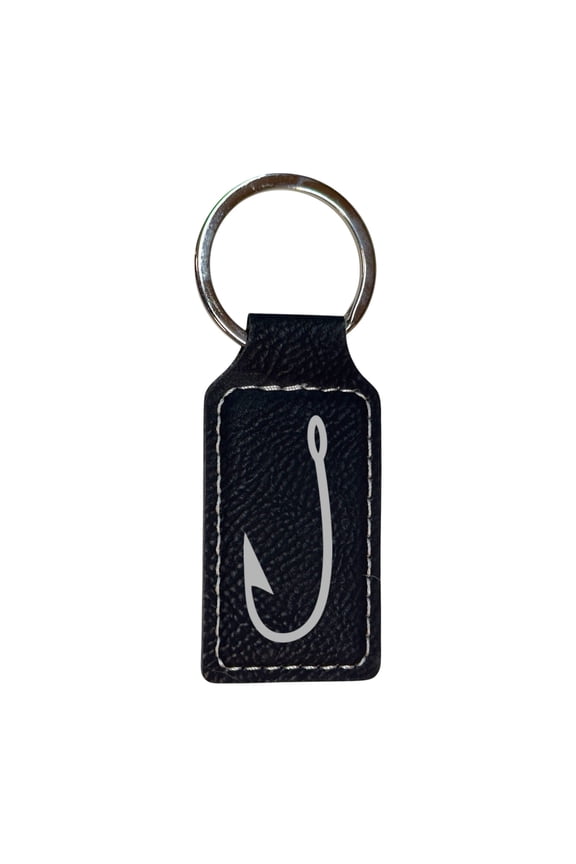 Keychain - Rectangle - Fish Hook - Leather
