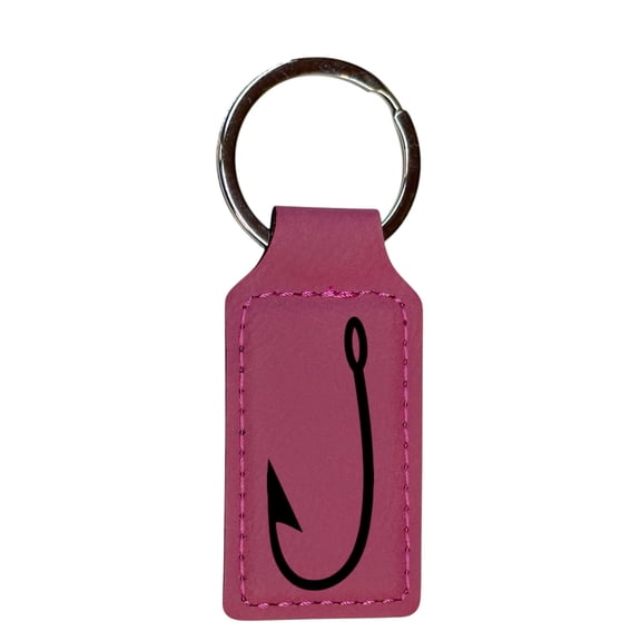Keychain - Rectangle - Fish Hook - Leather