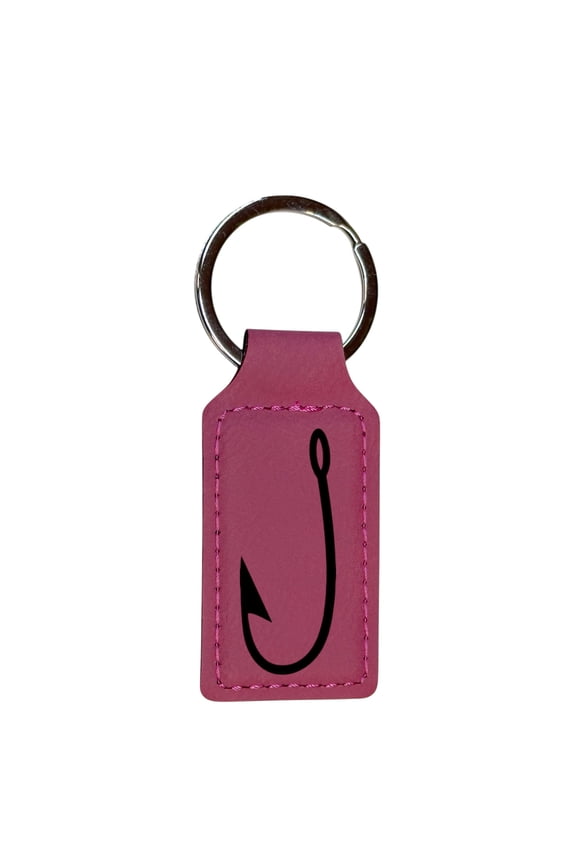 Keychain - Rectangle - Fish Hook - Leather