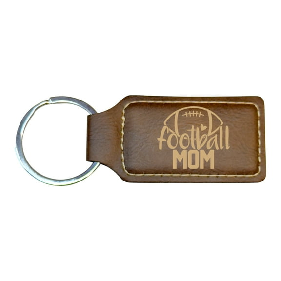 Keychain - Rectangle - Football Mom - Leather