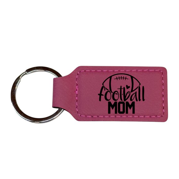 Keychain - Rectangle - Football Mom - Leather