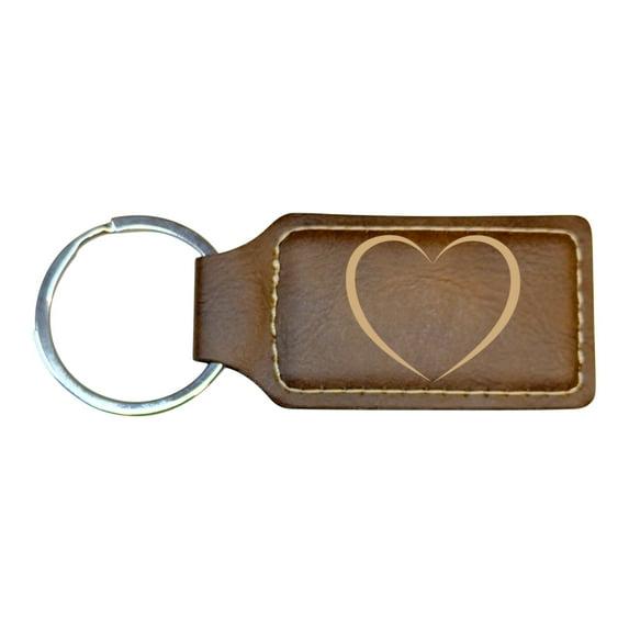 Keychain - Rectangle - Heart - Leather