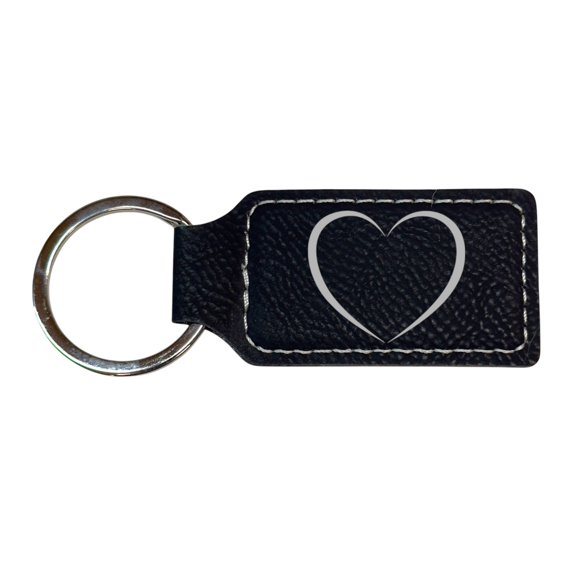 Keychain - Rectangle - Heart - Leather