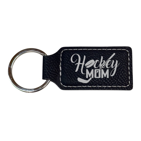 Keychain - Rectangle - Hockey Mom - Leather