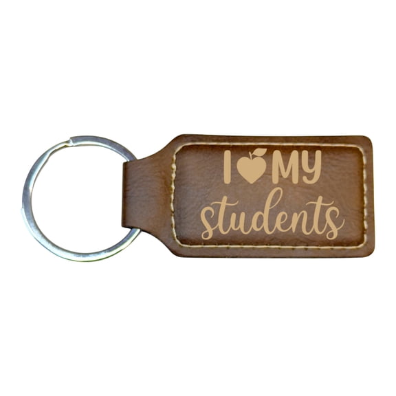 Keychain - Rectangle - I love my students - Leather