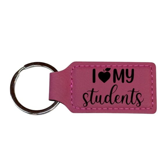 Keychain - Rectangle - I love my students - Leather