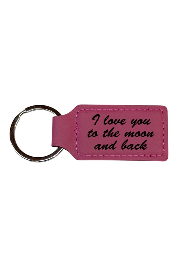 Keychain - Rectangle - I love you to the moon and back - Leather