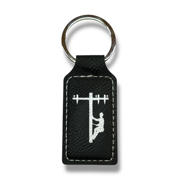 Keychain - Rectangle - Lineman - Leather
