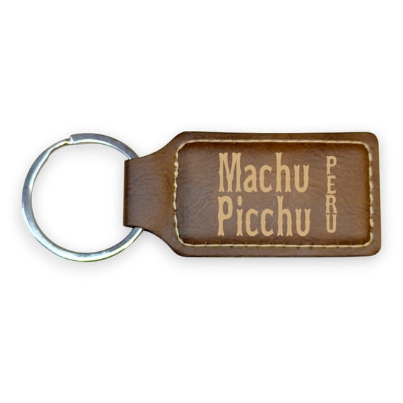 Keychain - Rectangle - Machu Picchu - Leather
