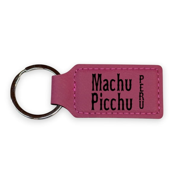 Keychain - Rectangle - Machu Picchu - Leather