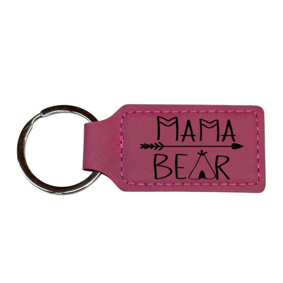 Keychain - Rectangle - Mama Bear - Leather