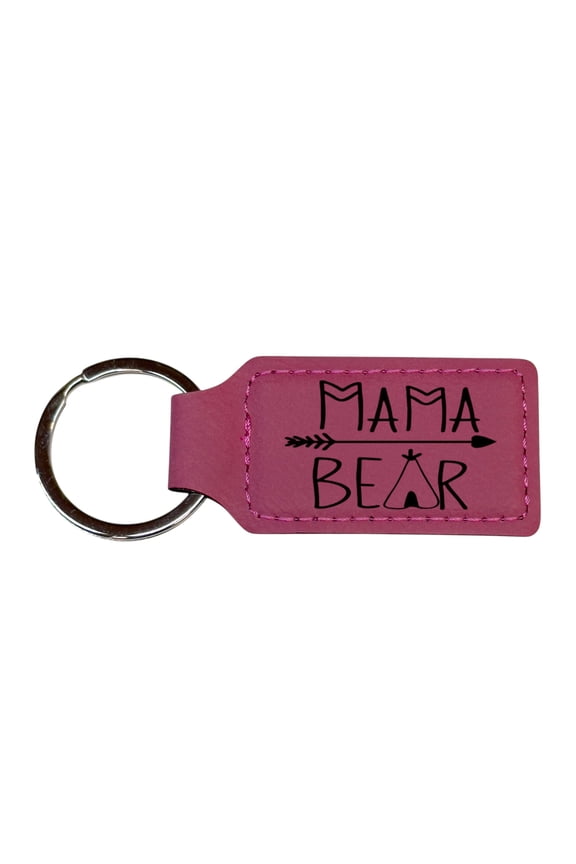 Keychain - Rectangle - Mama Bear - Leather