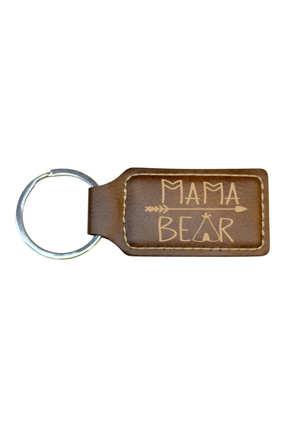 Keychain - Rectangle - Mama Bear - Leather