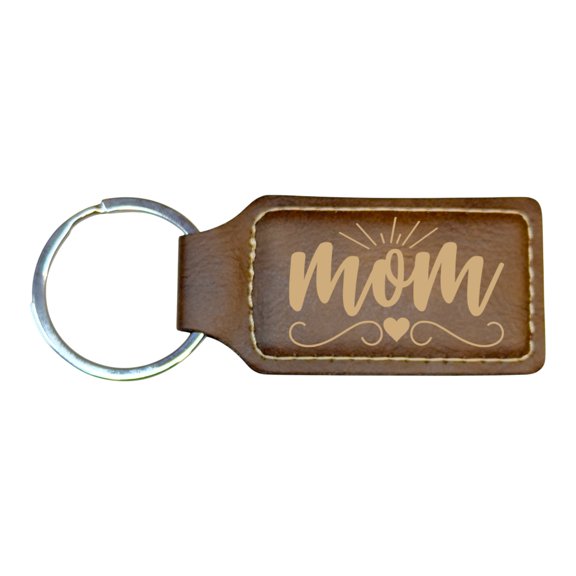 Keychain - Rectangle - Mom - Leather