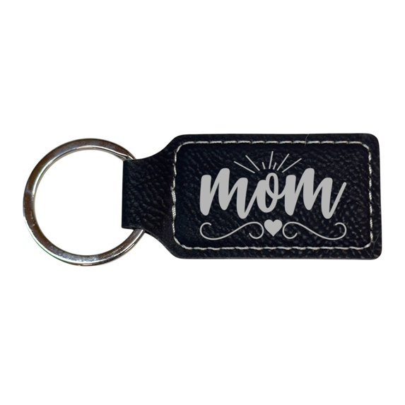Keychain - Rectangle - Mom - Leather