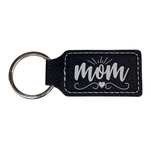 Keychain - Rectangle - Mom - Leather