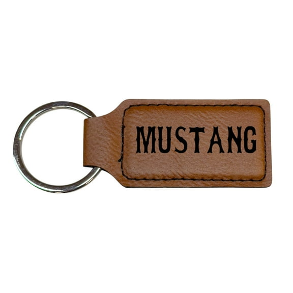 Keychain - Rectangle - Mustang - Leather