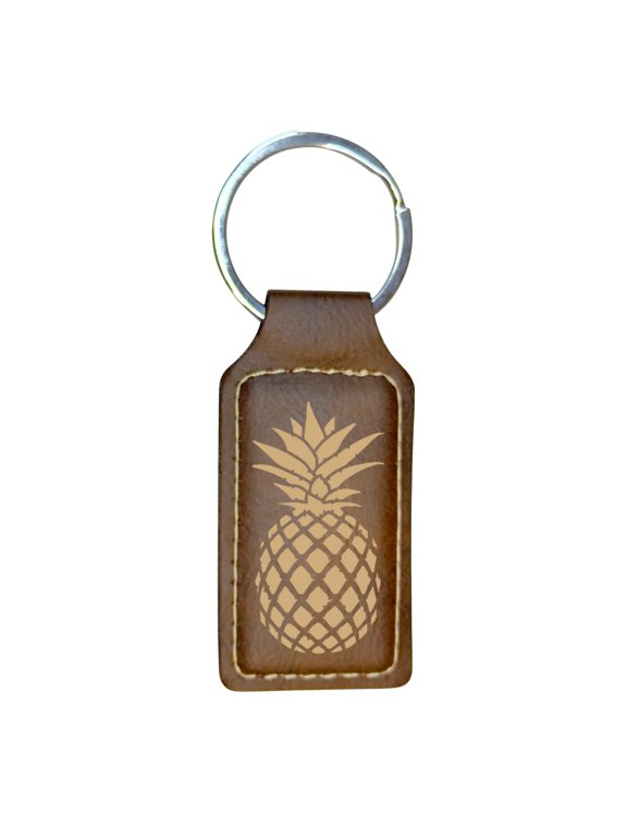 Keychain - Rectangle - Pineapple - Leather