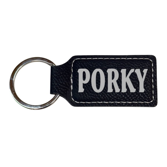 Keychain - Rectangle - Porky - Leather