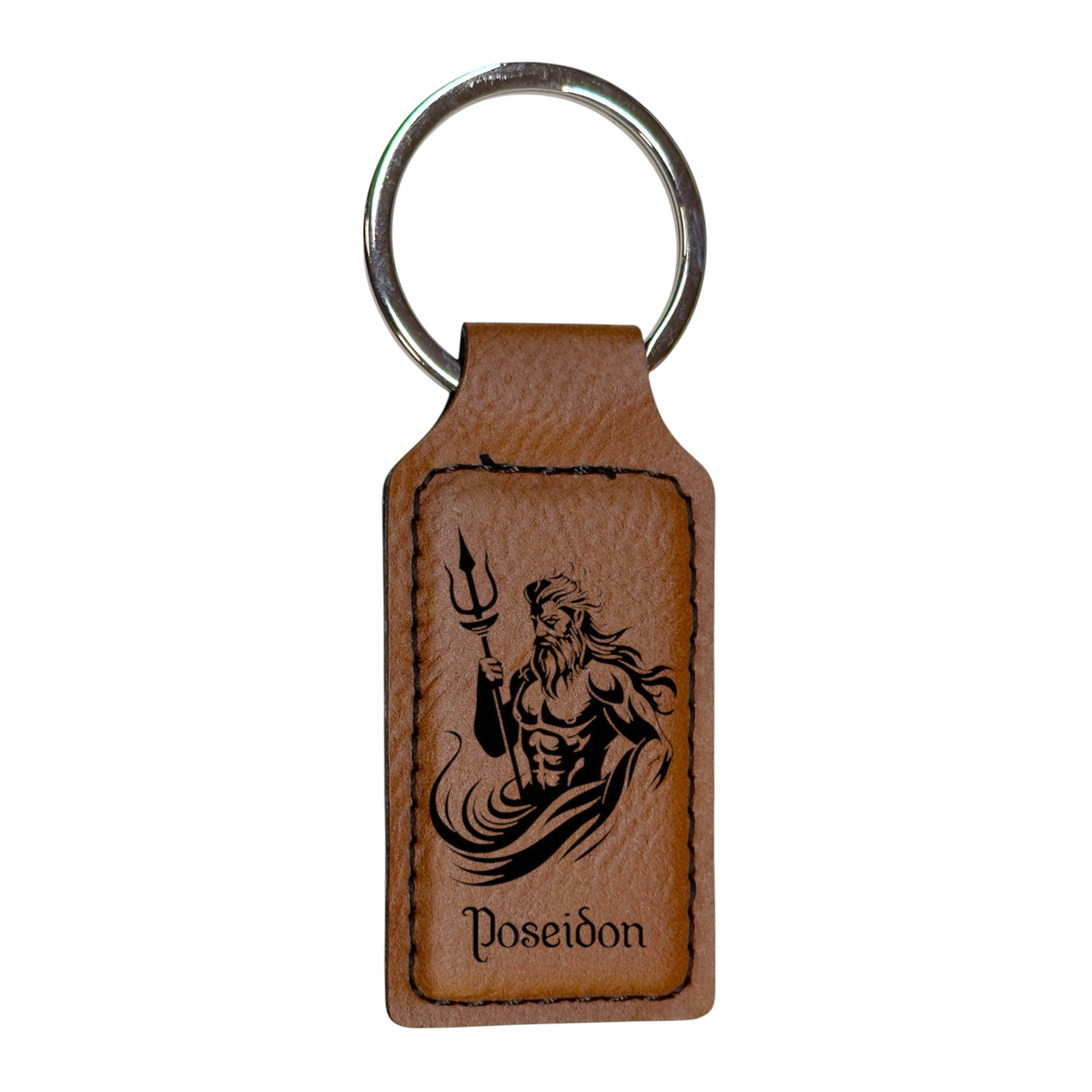 Keychain - Rectangle - Poseidon God of the Sea - Leather - Walmart.com