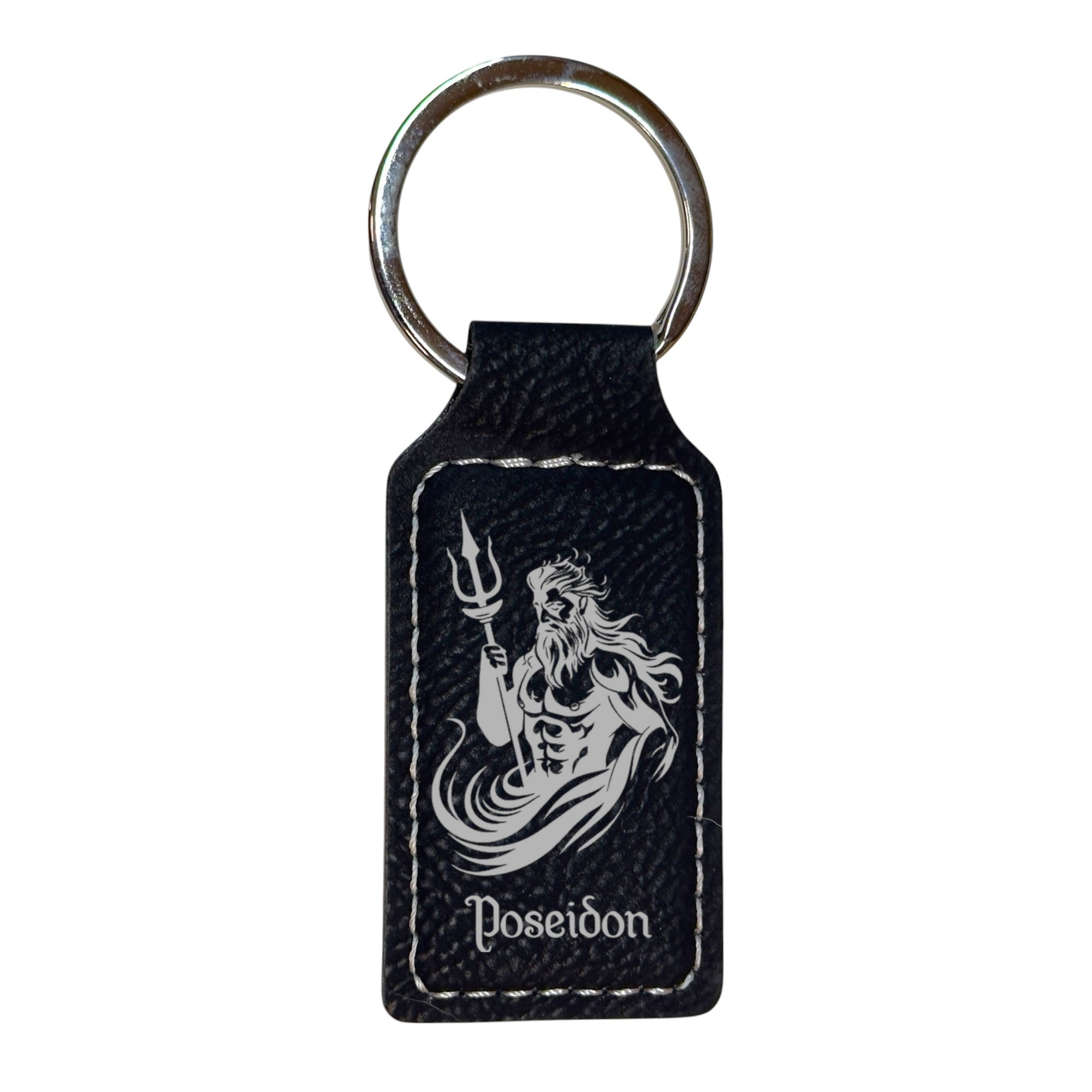 Keychain - Rectangle - Poseidon God of the Sea - Leather - Walmart.com