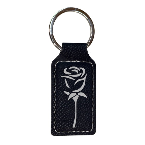 Keychain - Rectangle - Rose - Leather