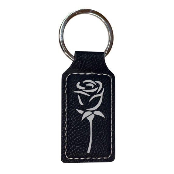 Keychain - Rectangle - Rose - Leather