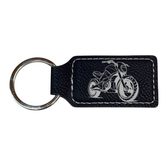 Keychain - Rectangle - Street Bike - Leather