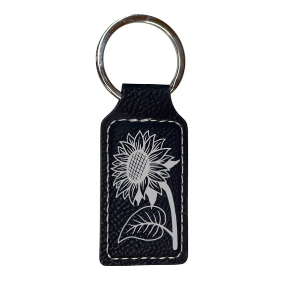 Keychain - Rectangle - Sunflower - Leather