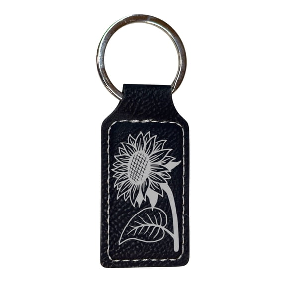 Keychain - Rectangle - Sunflower - Leather