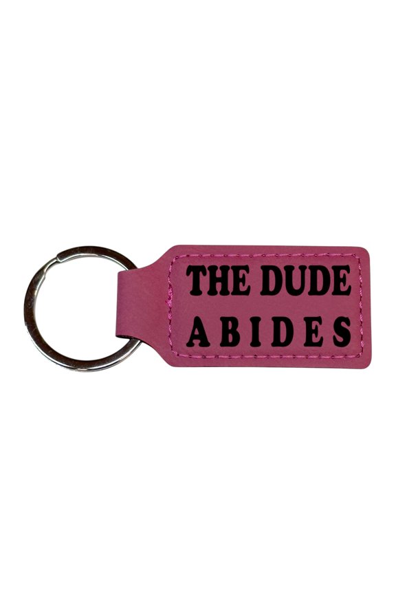 Keychain - Rectangle - The Dude Abides - Leather