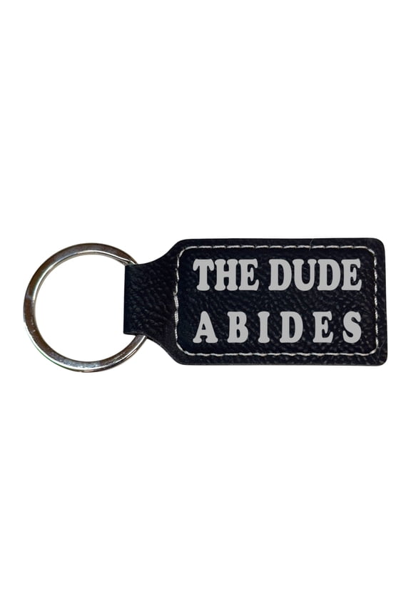 Keychain - Rectangle - The Dude Abides - Leather