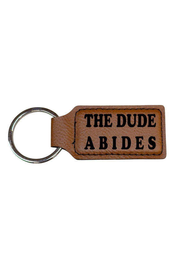 Keychain - Rectangle - The Dude Abides - Leather