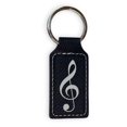 thumbnail image 1 of Keychain - Rectangle - Treble Clef Note - Leather, 1 of 4