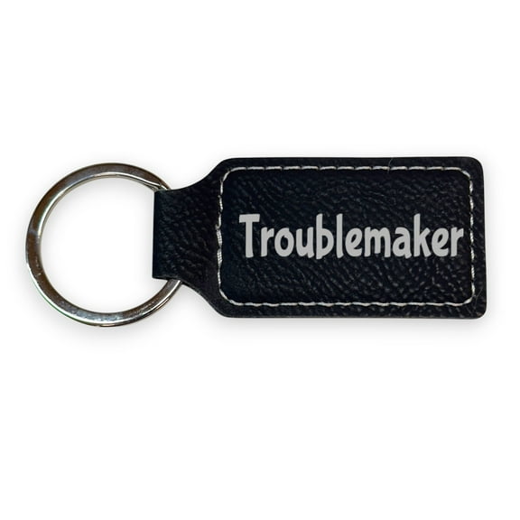 Keychain - Rectangle - Troublemaker - Leather