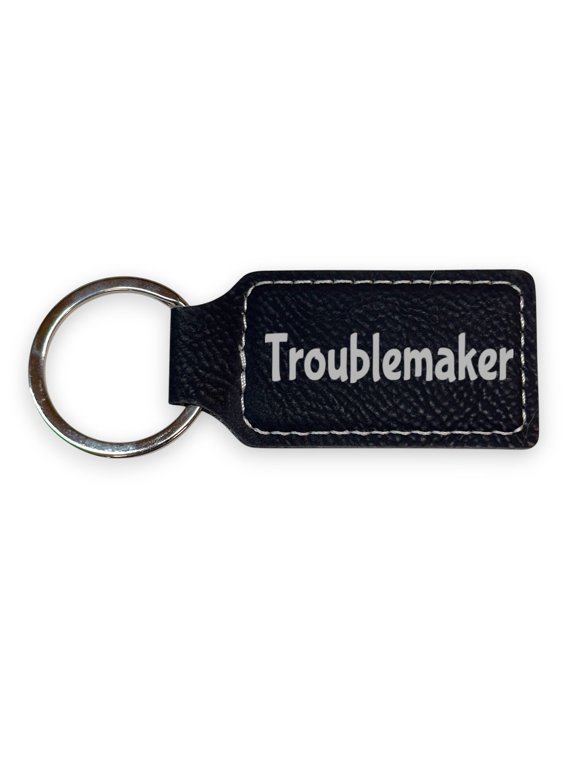 Keychain - Rectangle - Troublemaker - Leather
