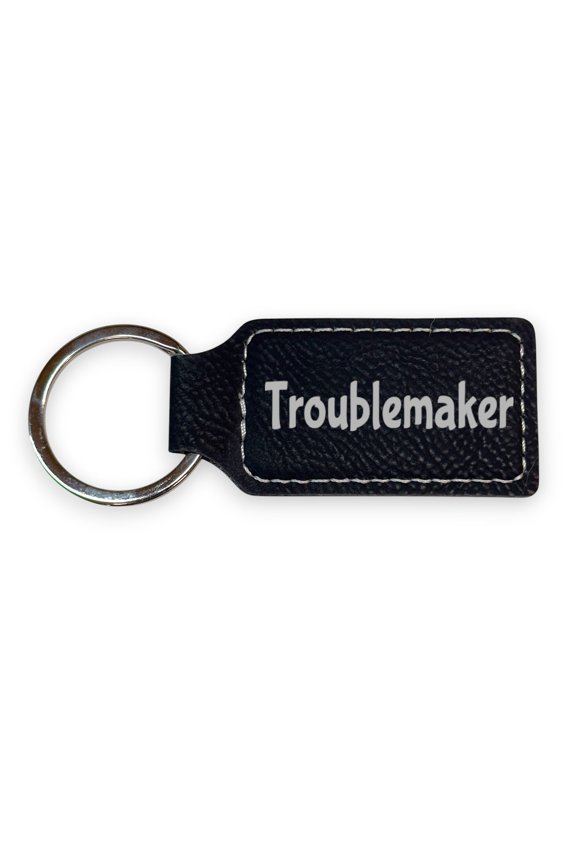 Keychain - Rectangle - Troublemaker - Leather