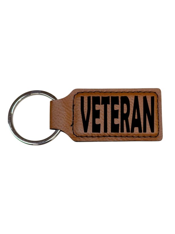 Keychain - Rectangle - Veteran - Leather